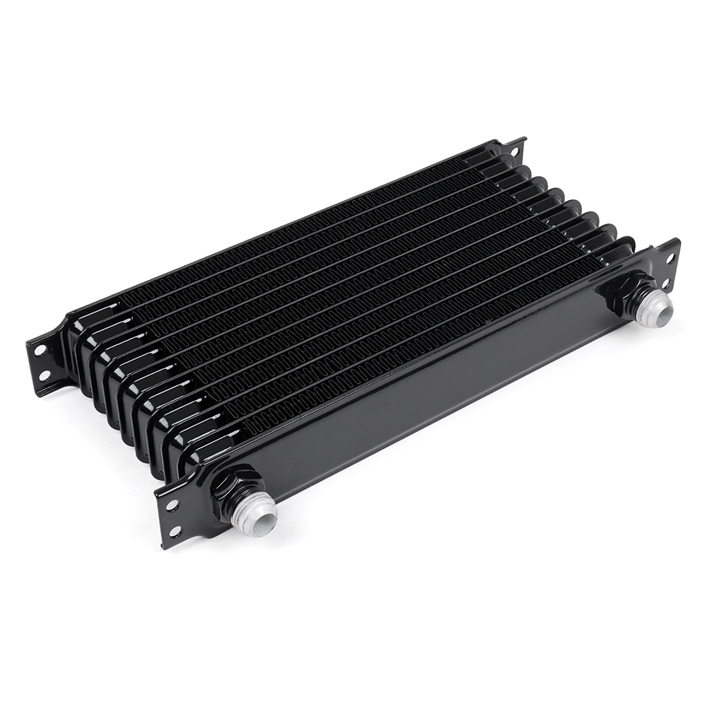 Universal oil cooler 10 row 10AN fittings black